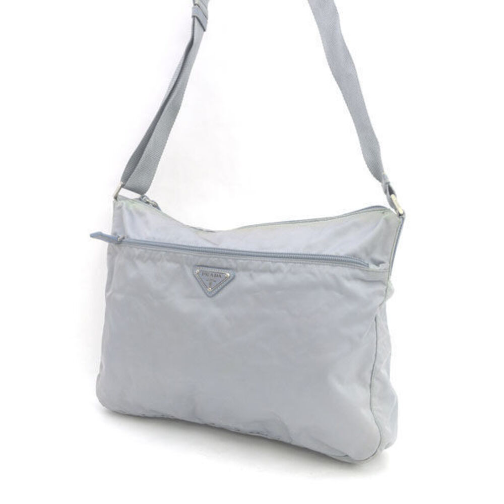 Prada Shoulder Bag Gray Metal Plate